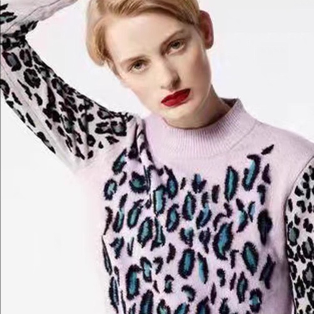 NWT $395 Kenzo Leopard-print Wool Pullover Sweater